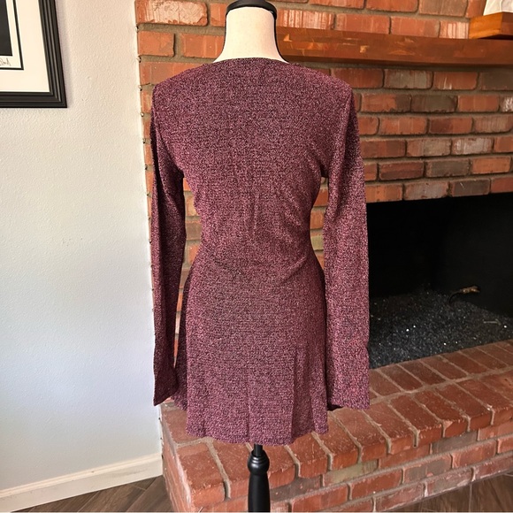 Reformation Riley Long Sleeve Mini Dress in Purple Metallic Sz L - Picture 7 of 9